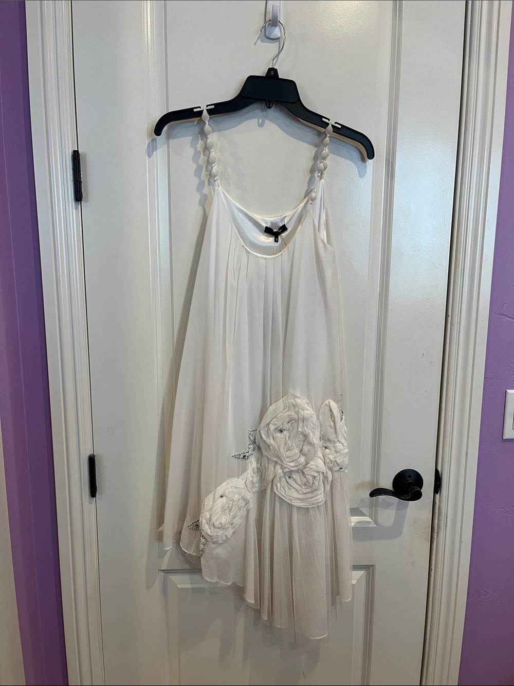 NWT Ryu White Floral Applique Beaded Party Dress Size S